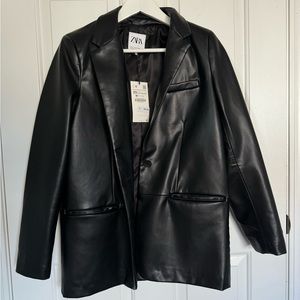 Zara Faux Leather Blazer
